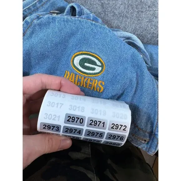 VTG 90s Green Bay Packers NFL Football Jumpsuit Kids Blue Denim Overall Size 4T - Picture 10 of 10